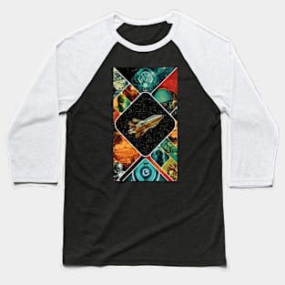 Retro sci fi rocket ship Baseball T-Shirt